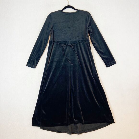VTG Take Nine Maternity Velvet Midi Dress Sz S Black 90s Whimsigoth Witchy - Picture 4 of 6
